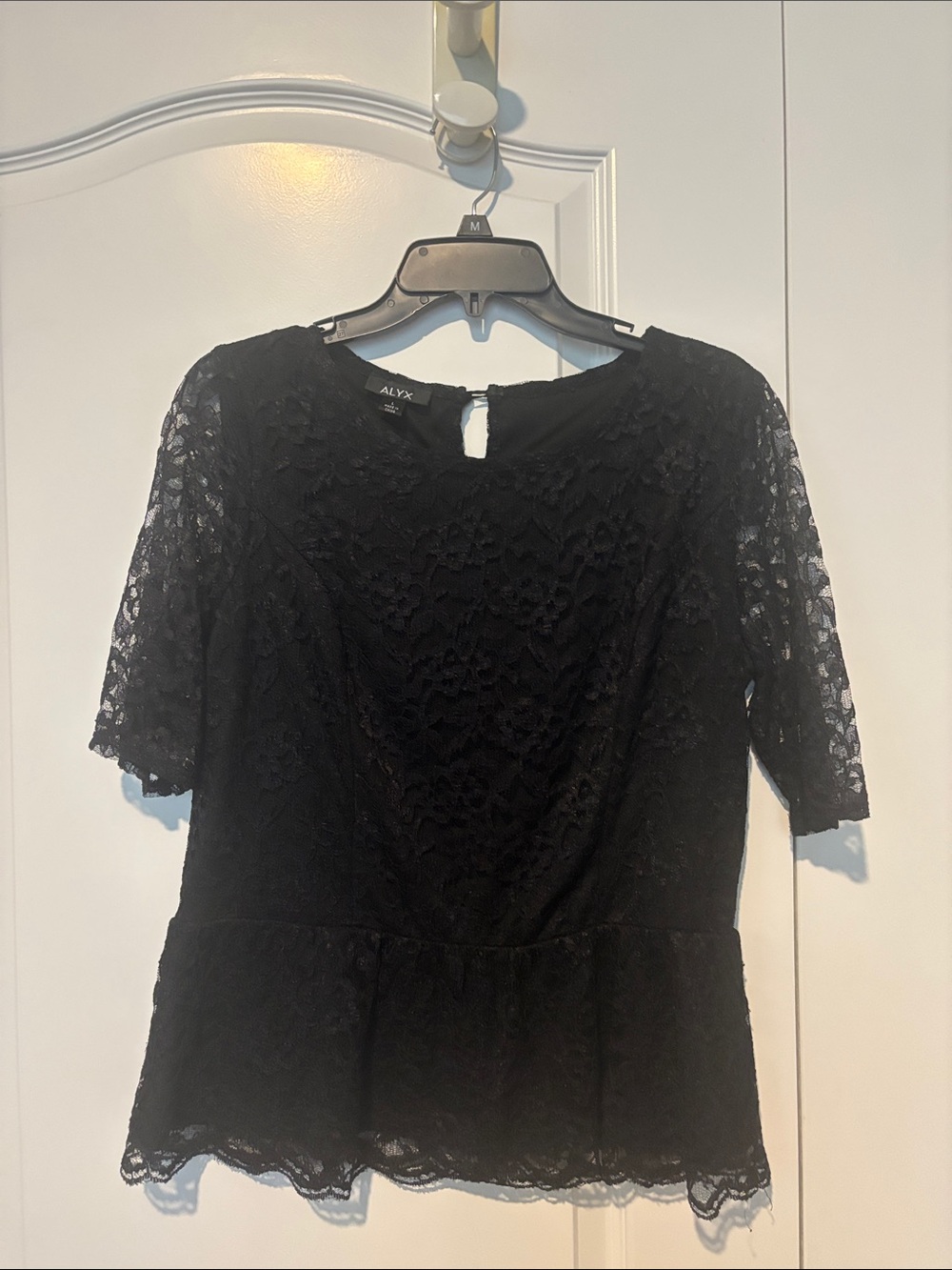 ALYX Black Lace Peplum Long Sleeve Dress